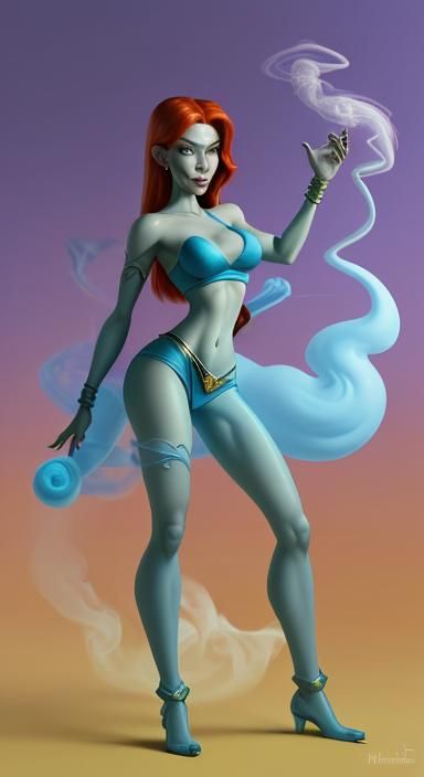 Kim Possible as a Magic Genie in Ethereal Style