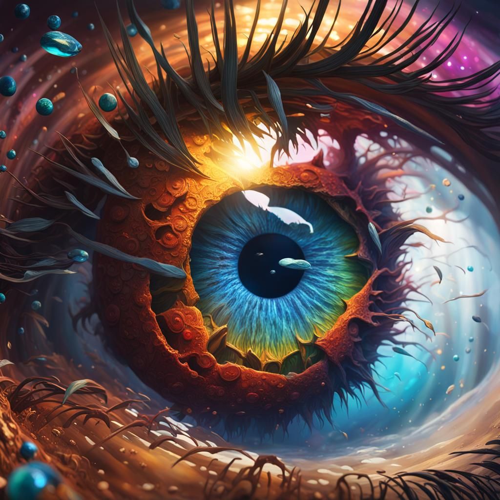 Detailed Eye Close-Up in Hyperrealistic Digital Art