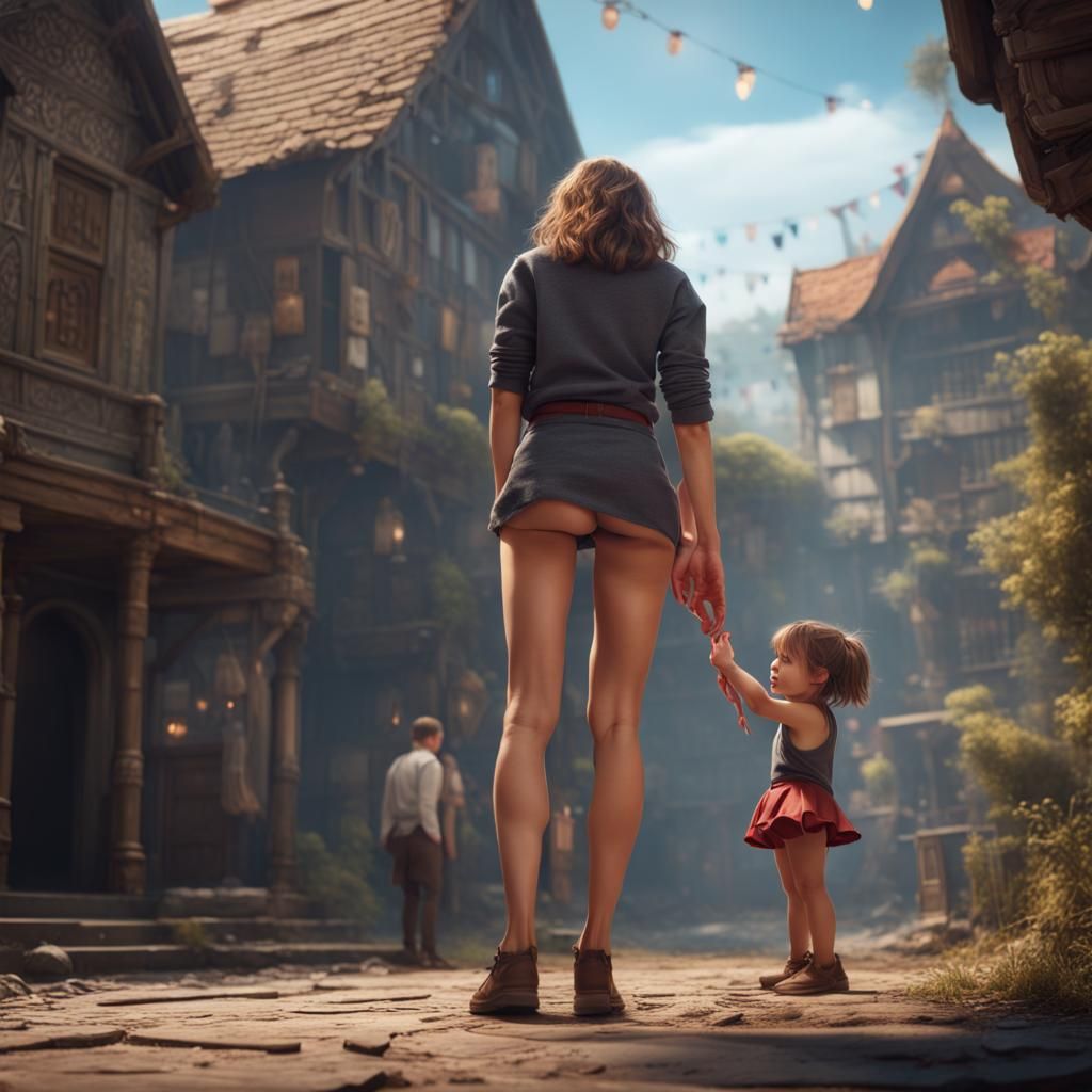 Playful Encounter in a Fantastical Detailed Painting