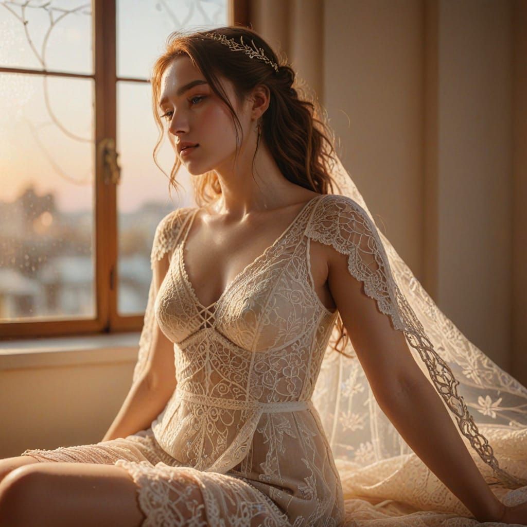 Ethereal Goddess in Golden Hour Glow