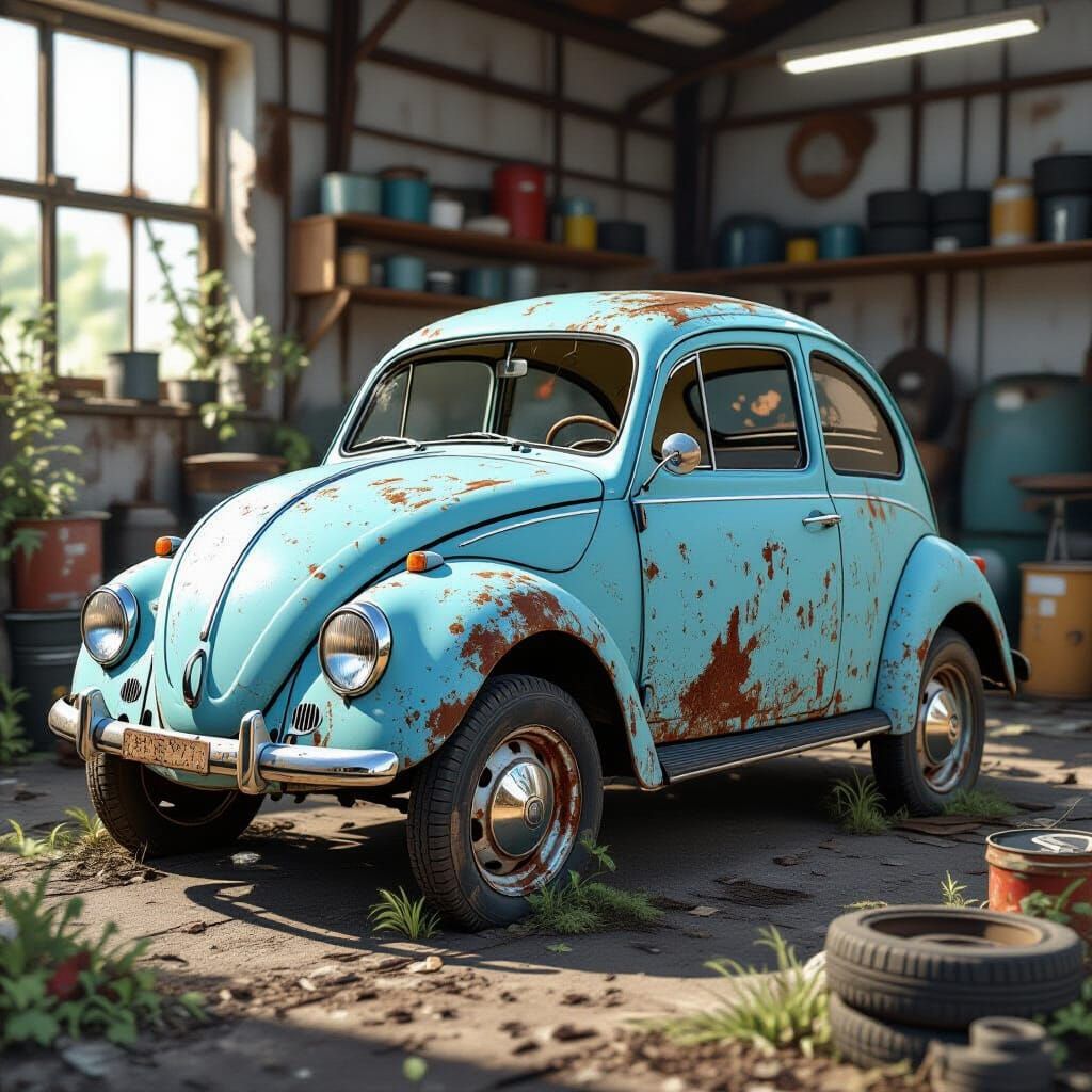 Abandoned 1940 Fiat 500 Topolino in Disused Workshop