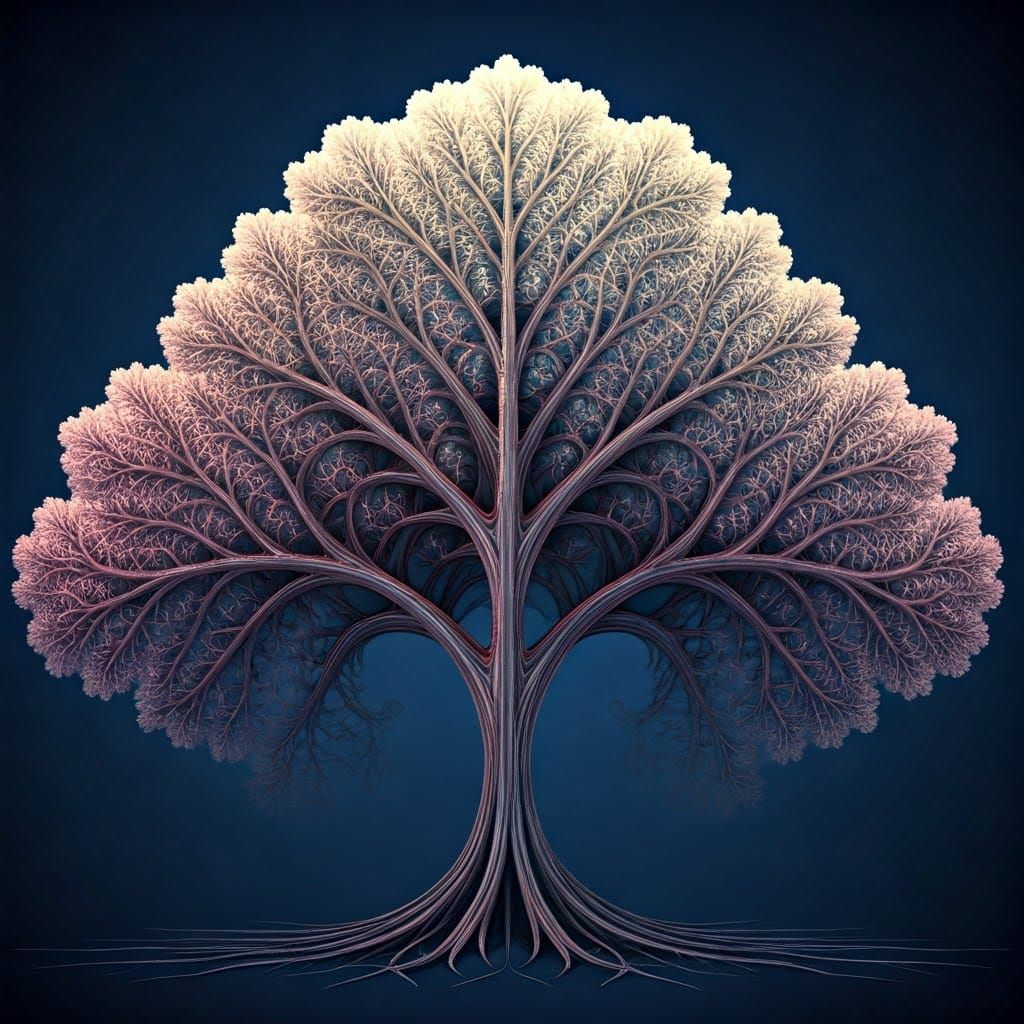 Ethereal Tree of Iridescent Light: A Dreamlike Installation