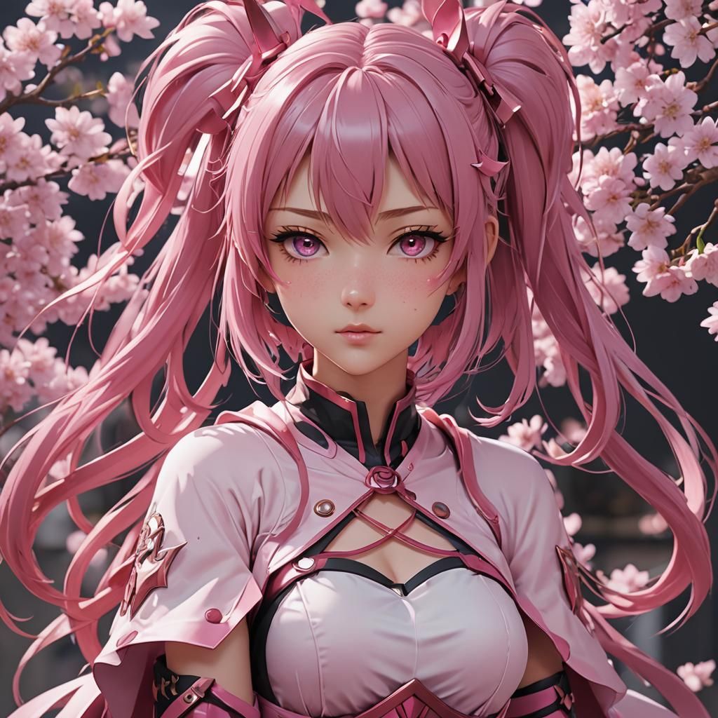 Pink Anime Girl in 3D Art Style