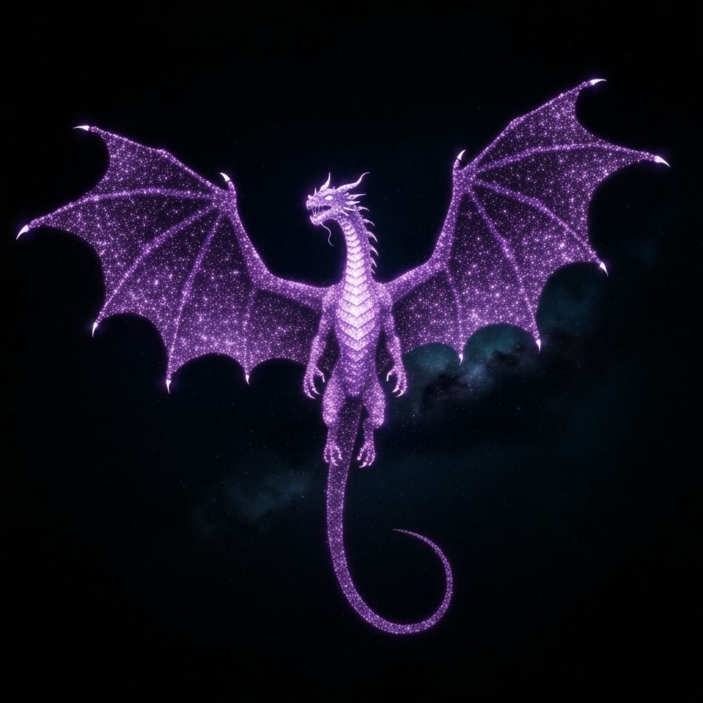 Celestial Dragon Made of Starlight in Deep Space