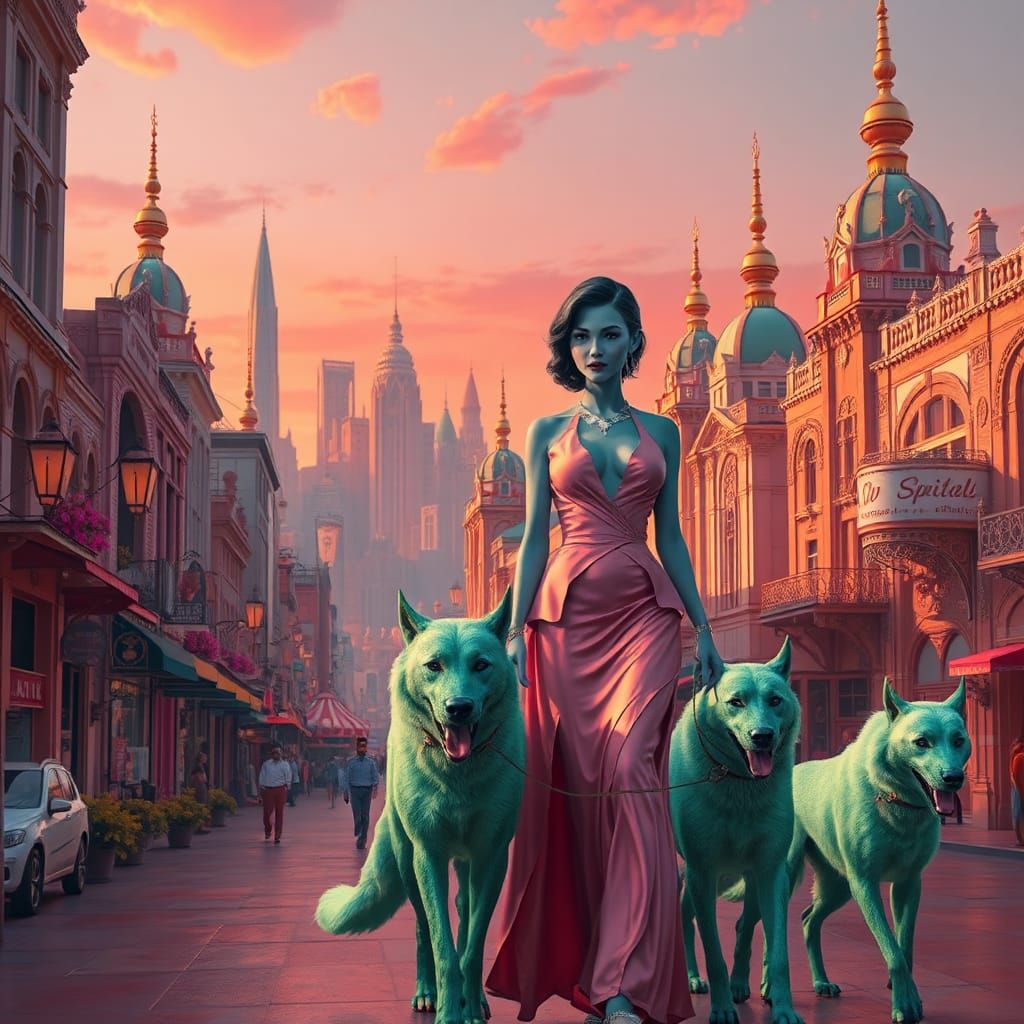Pink Metropolis: Women and Emerald Dogs in Art Nouveau City