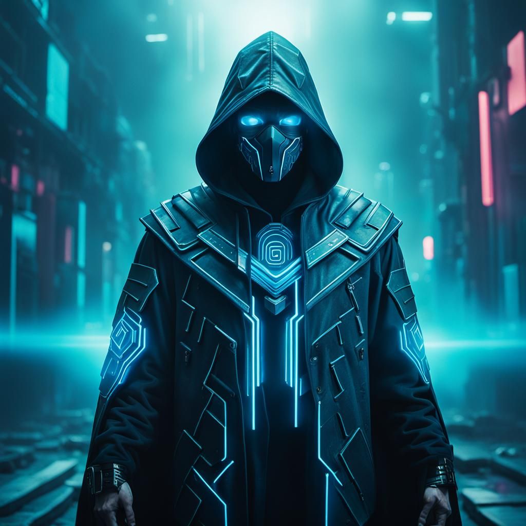 Cyberpunk Cyber Lord in Geometric Abstraction