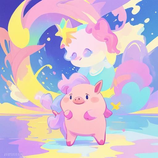 Abstract Pig-Unicorn with Complementary Colors