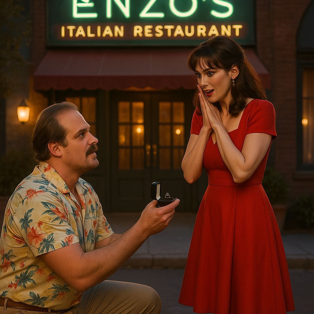 Jim Hopper Proposes to Joyce Byers at Enzo's