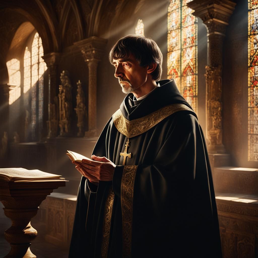 Bran Stark as Dominican Abbot: Hyperrealistic Concept Art