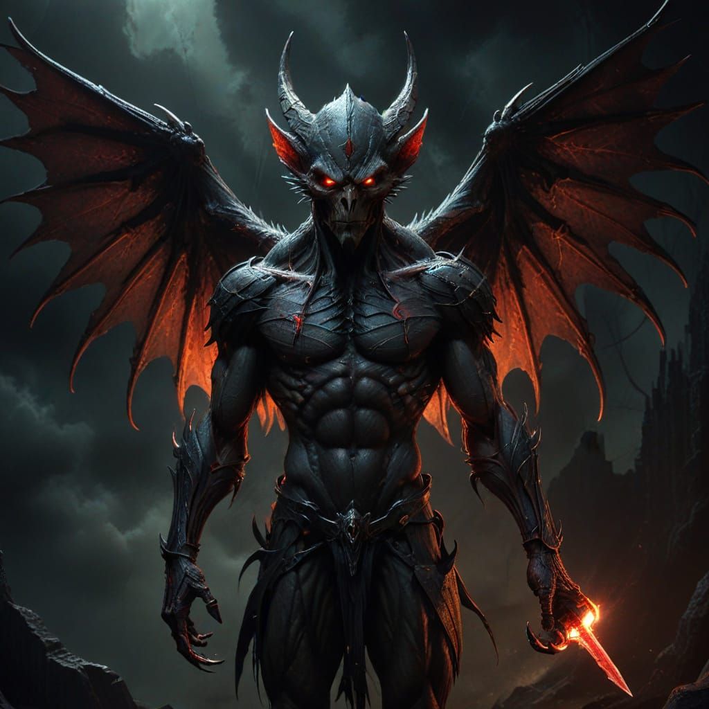 Dark Gothic Gremlin with Wrench in Hand