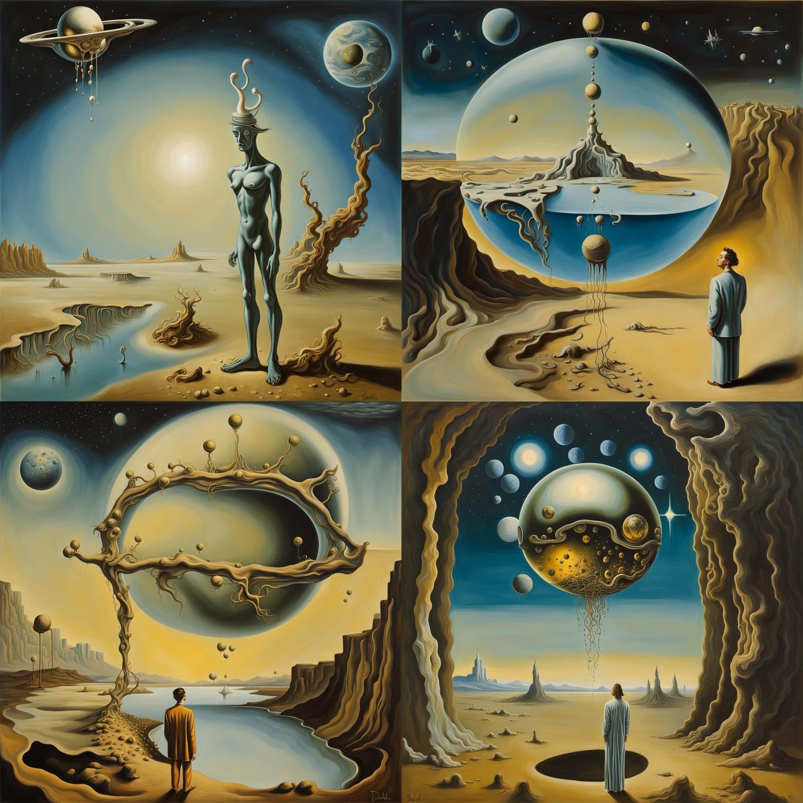 Humanoid Alien Walks on Strange Surreal Planet