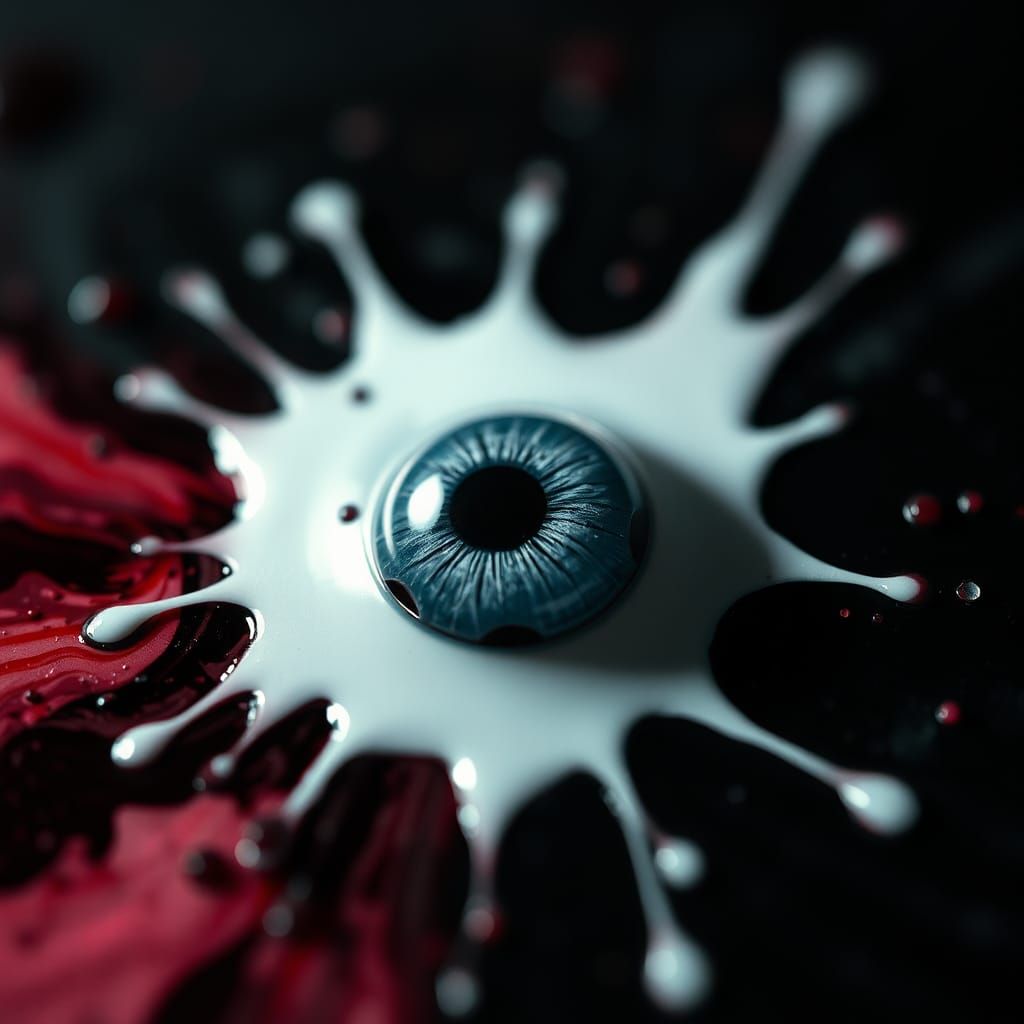 Macro Ink Splatter Resembling an Eyeball