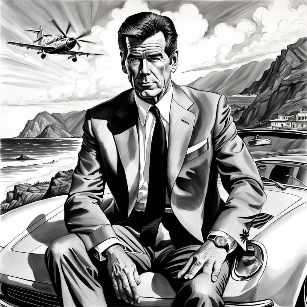 Pierce Brosnan as 007 in Graphite Drawing