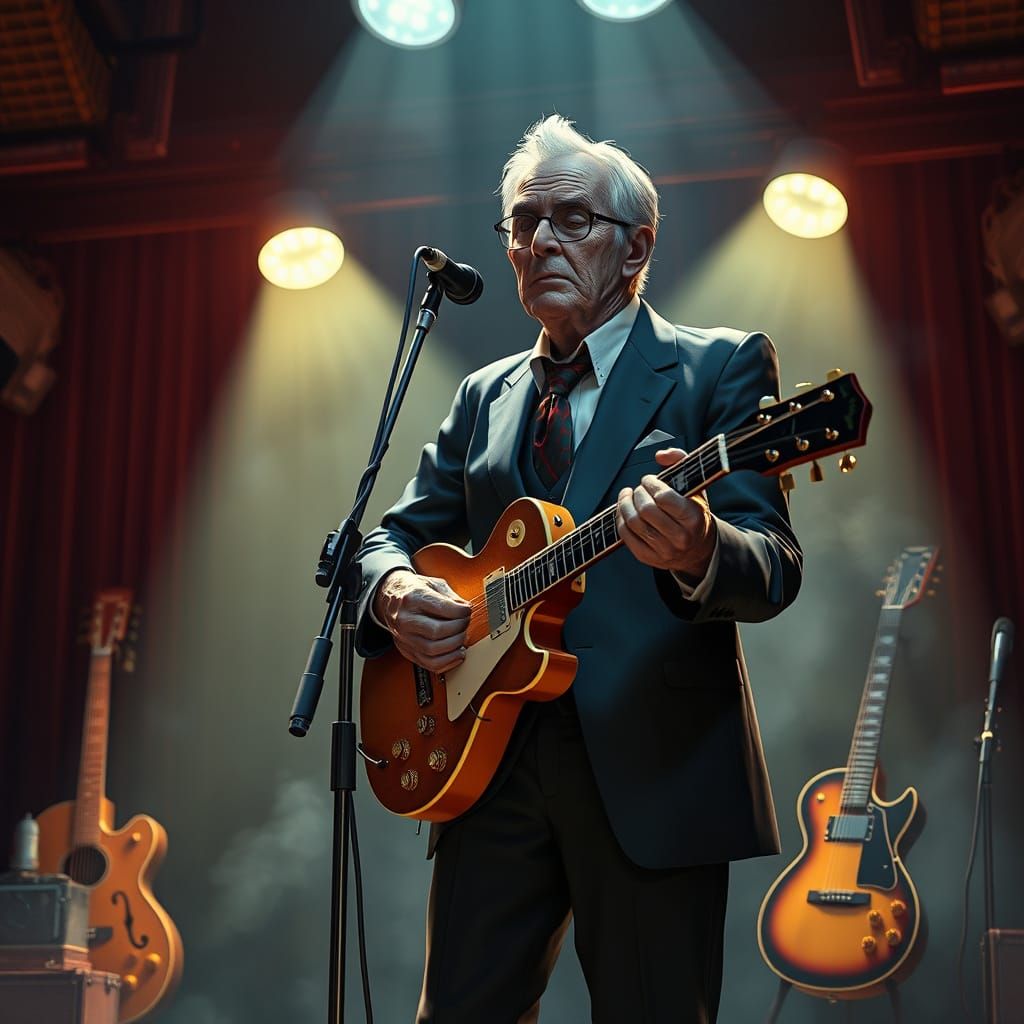 Blues Musician on Stage in 3D Anime Style