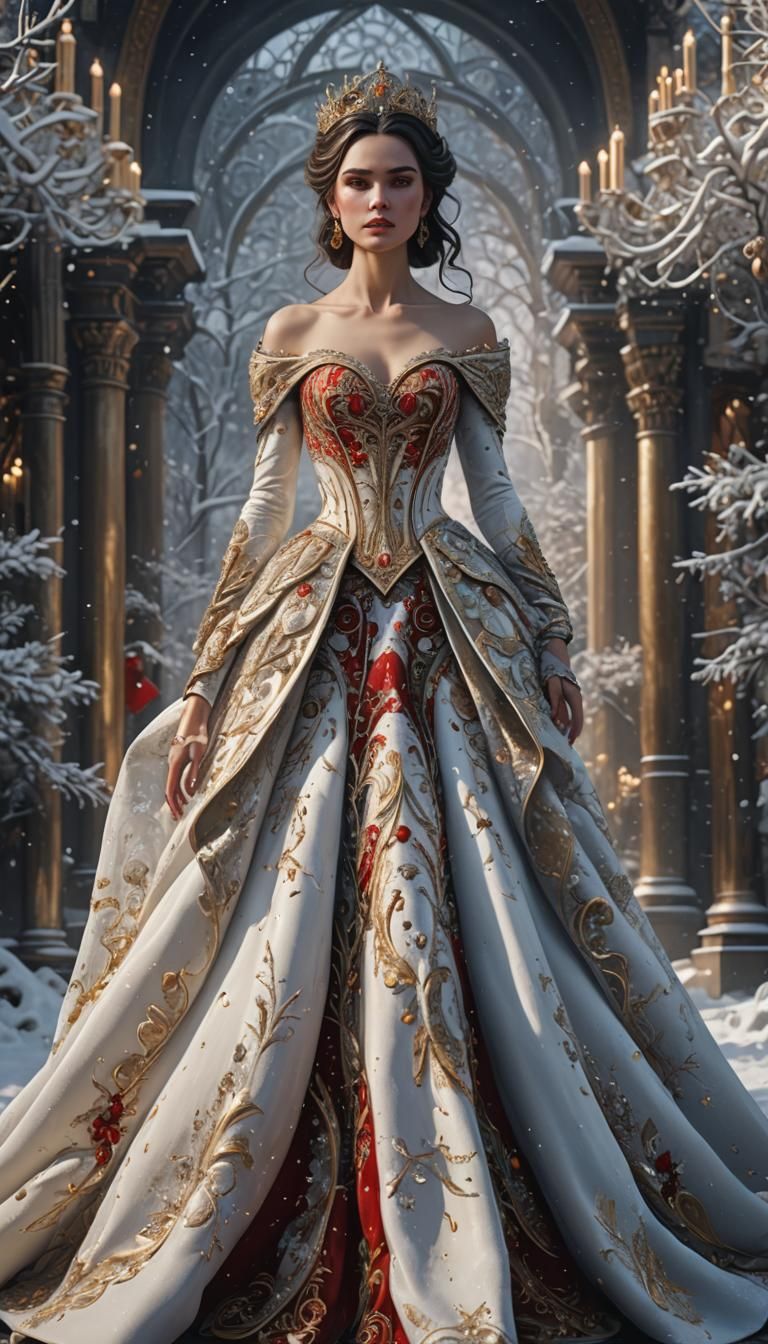 Regal Woman in Winter Ballgown: Fantasy Concept Art