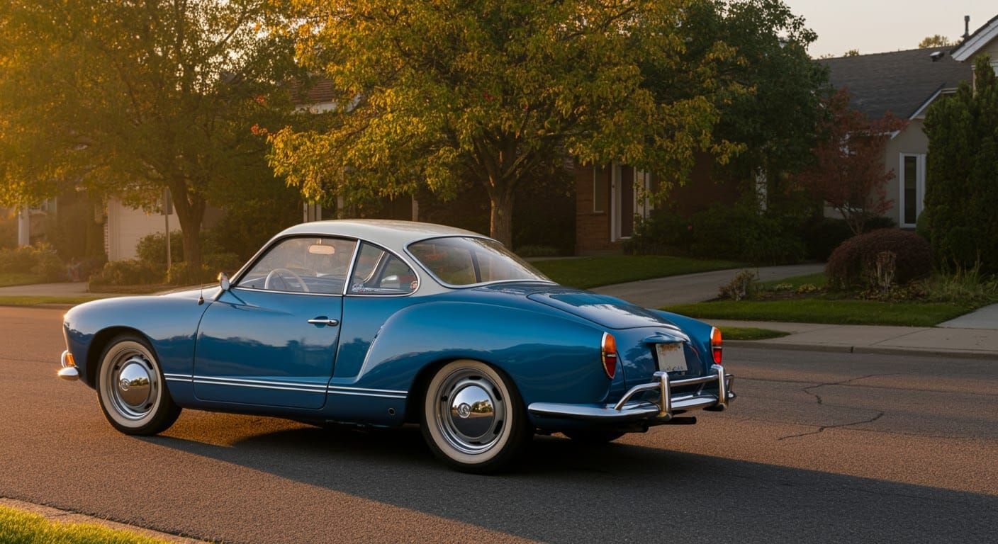 1963 VW Karmann Ghia in Golden Sunrise Light