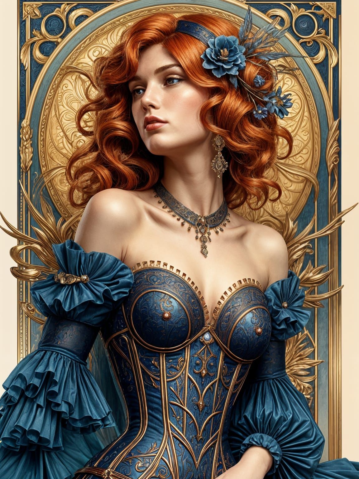 Elegant Art Deco Lady in Majestic Corset