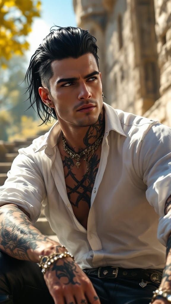 Handsome Fae Prince with Runic Tattoos