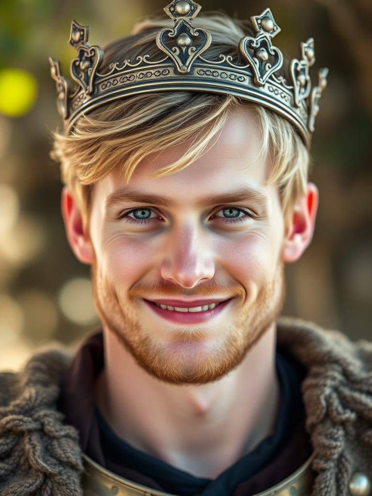 Handsome Medieval King in Regal Attire
