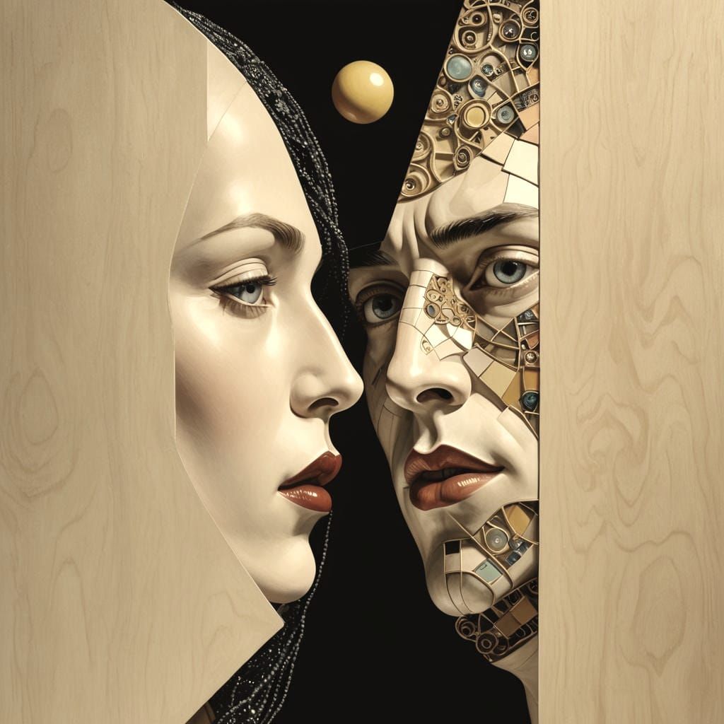 Surreal Face Cabinet in Art Nouveau Style