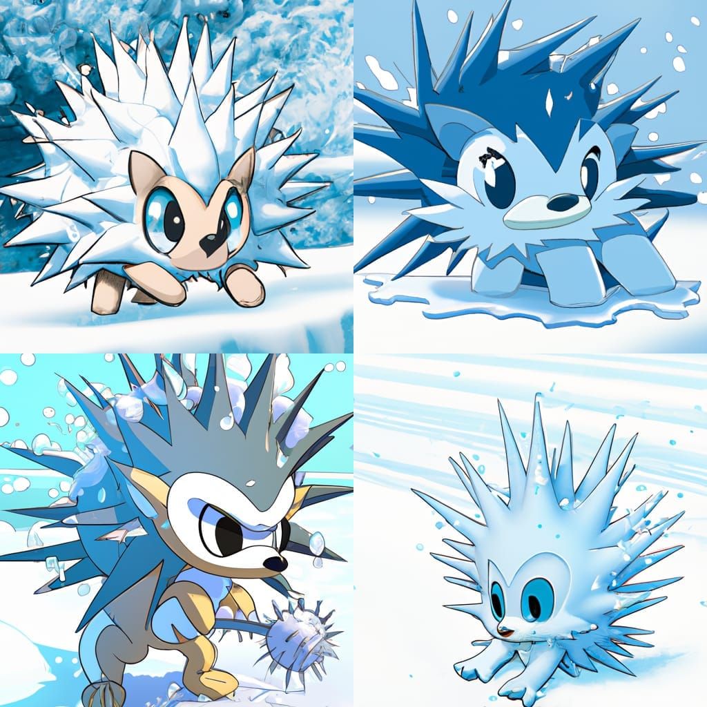 Chibi Ice Porcupine Pokemon Shooting Icicles