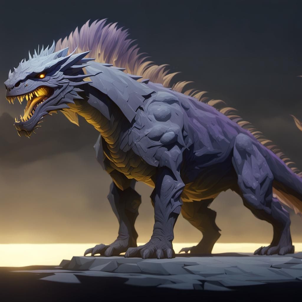 Mysterious Tiger Wolf in Dark Fantasy Art