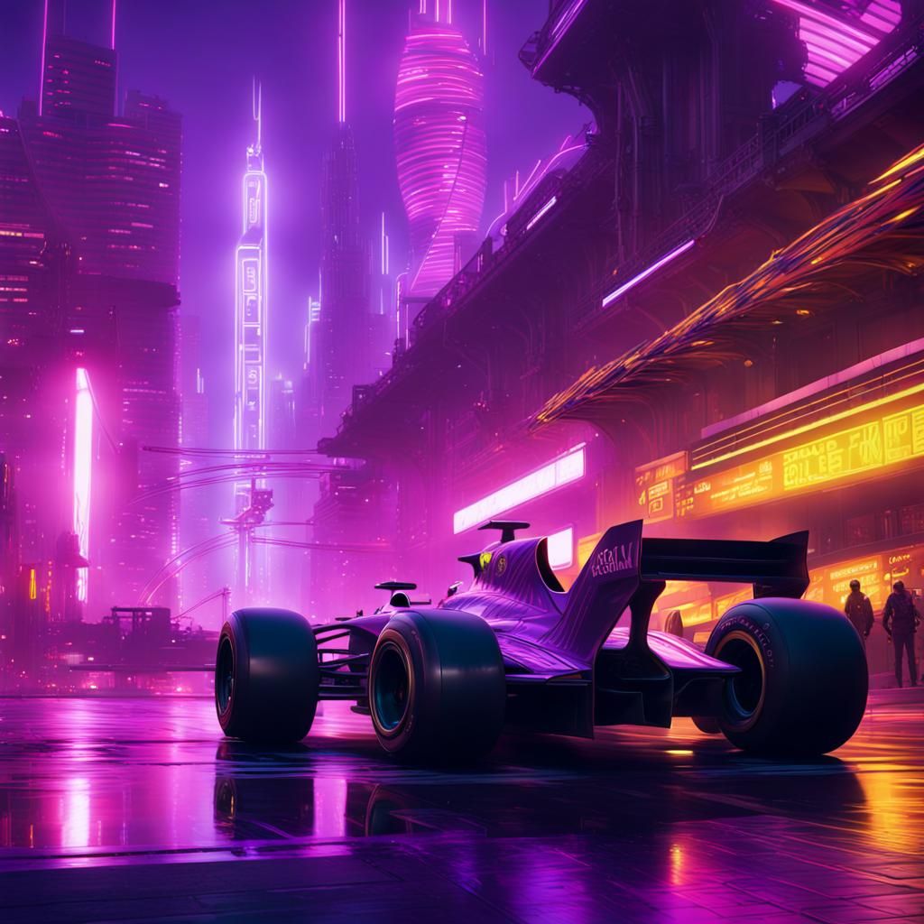 Futuristic Formula 1 Race in Neon City