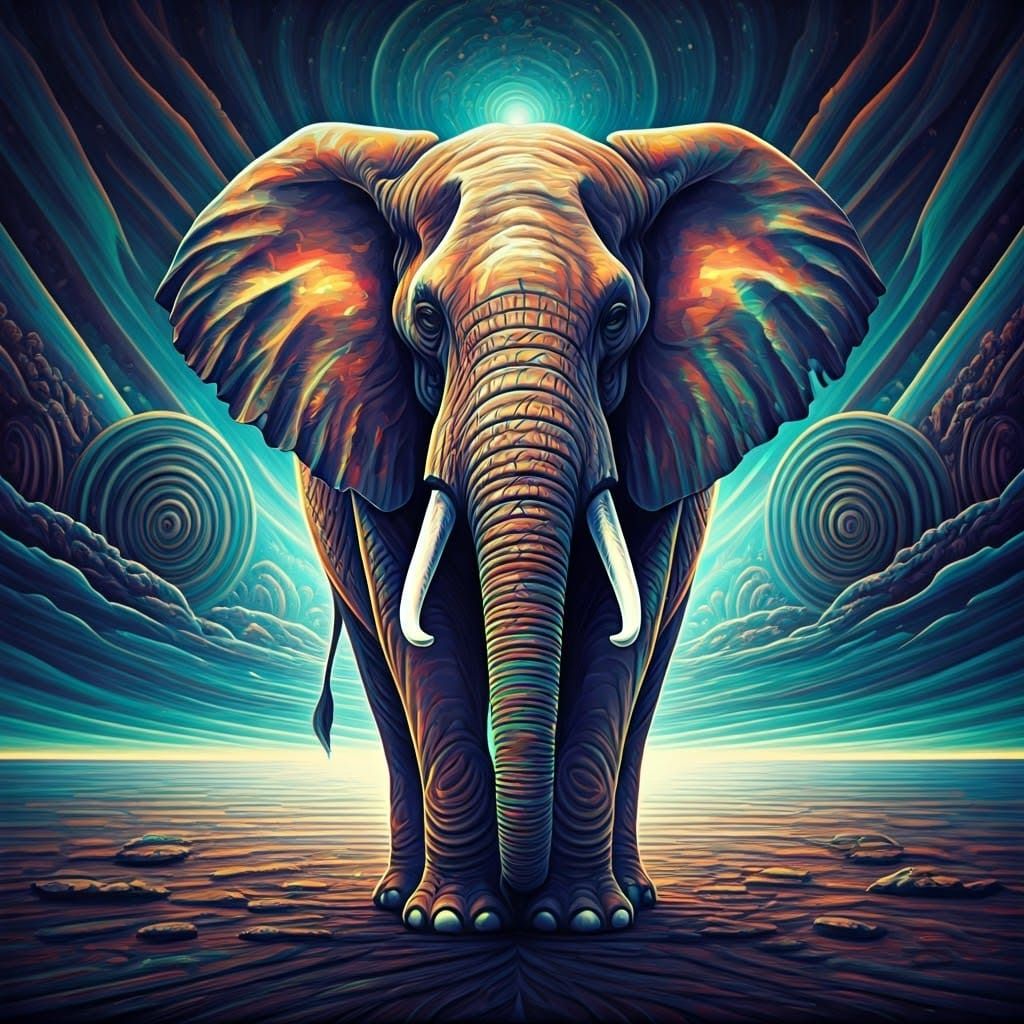 Surreal Elephant Form Dissolves into Swirling Patterns in Vi...