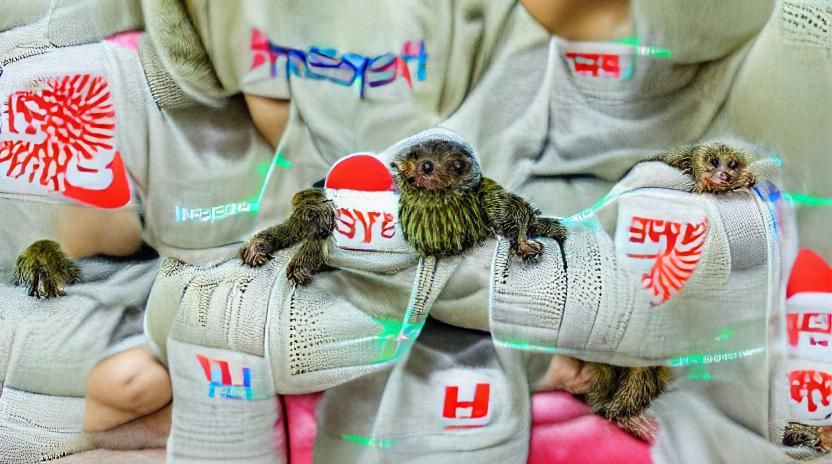 Pygmy Marmoset in Hypebeast Fashion, Seoul Neon