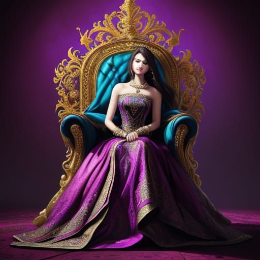 Hyperrealistic Princess Portrait in Vibrant Splash Art Style