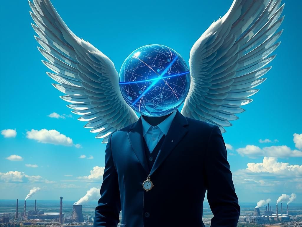 Steampunk Angel with Azure Sphere Head