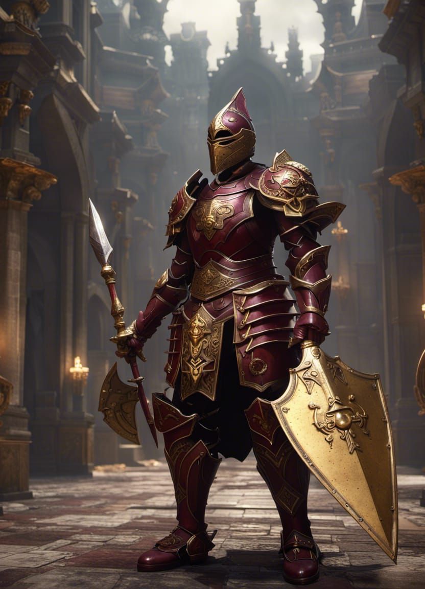 Dark Fantasy Armor with Gold Engravings in 8K