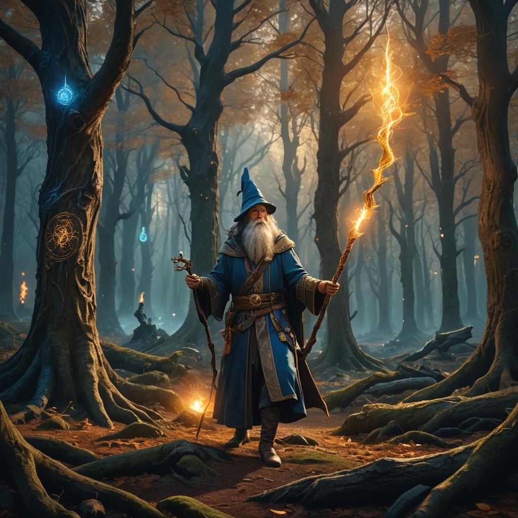 Wizard in Mystical Forest: Fantasy Concept Art