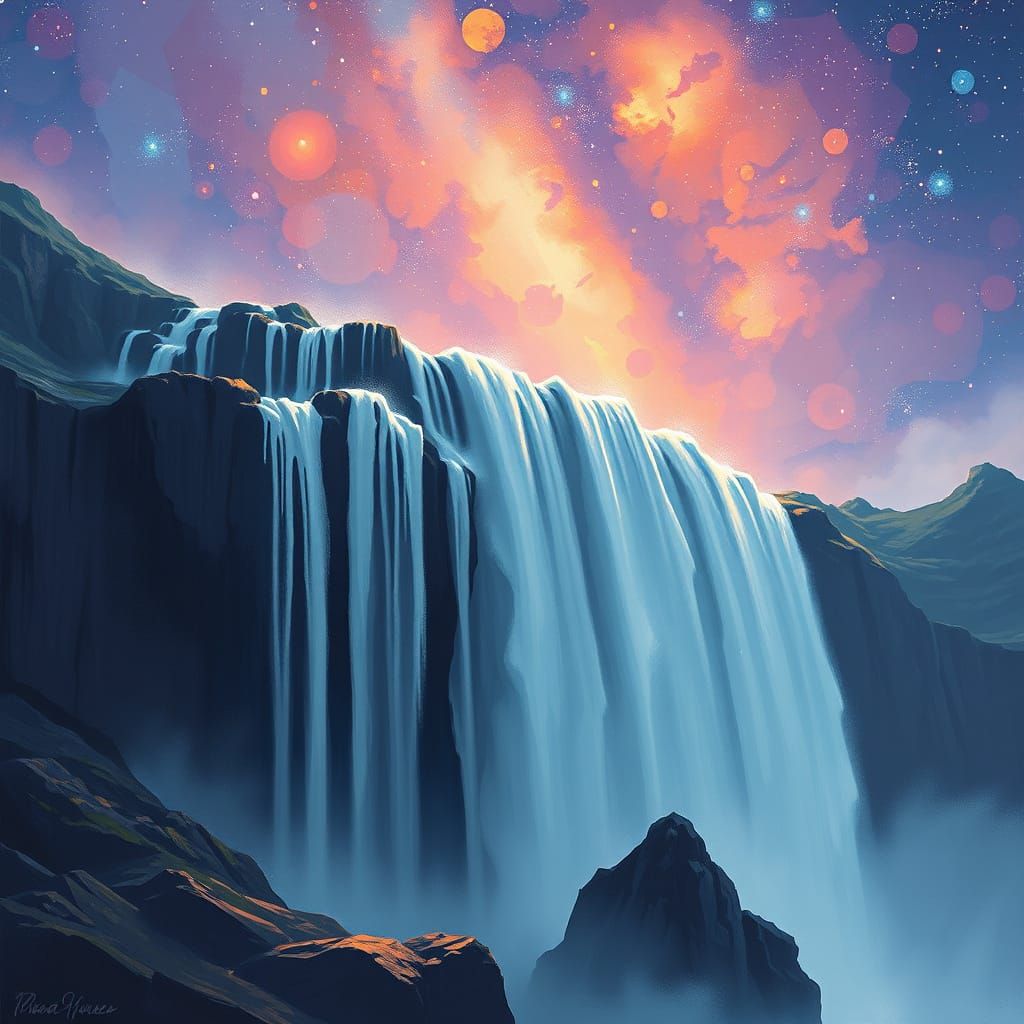Futuristic Waterfall Reaches for the Cosmos