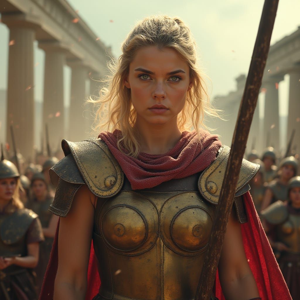 Ethereal Warrior Maiden in Golden Armor