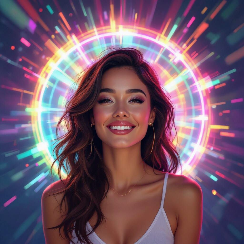 Radiant Woman in a Magnetic Field: Digital Art