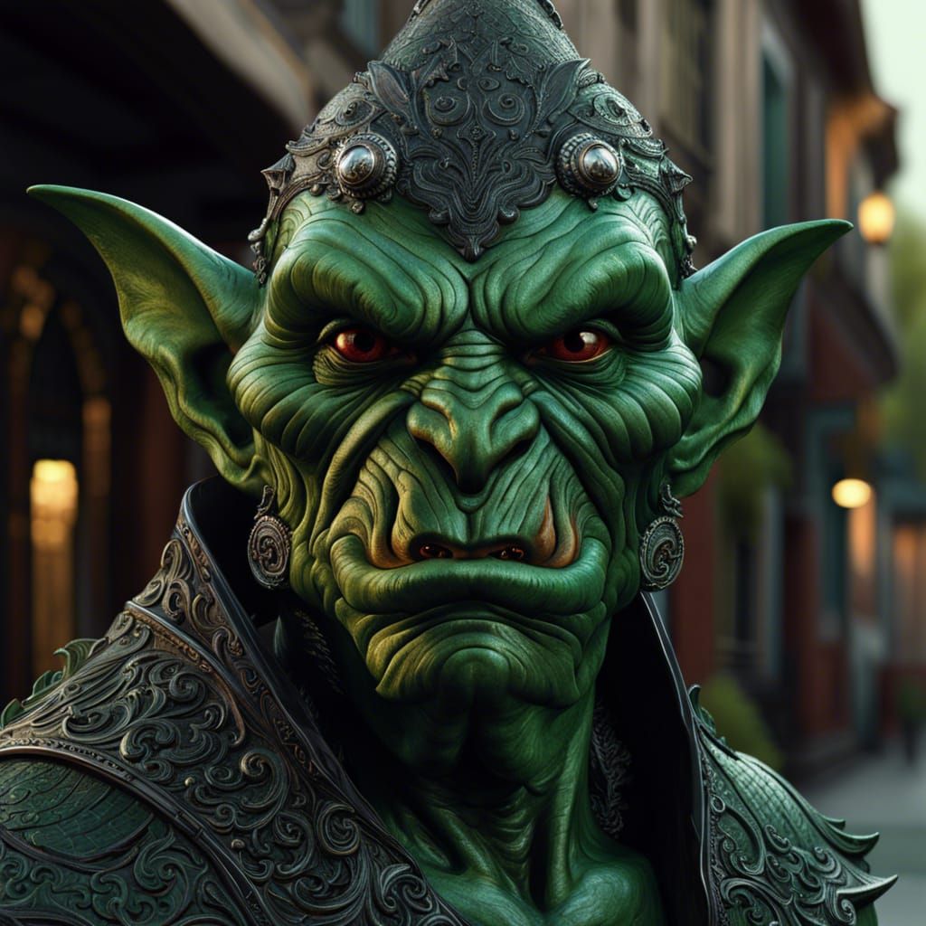 Rococo Gothic Goblin Portrait in Oil Paint Style