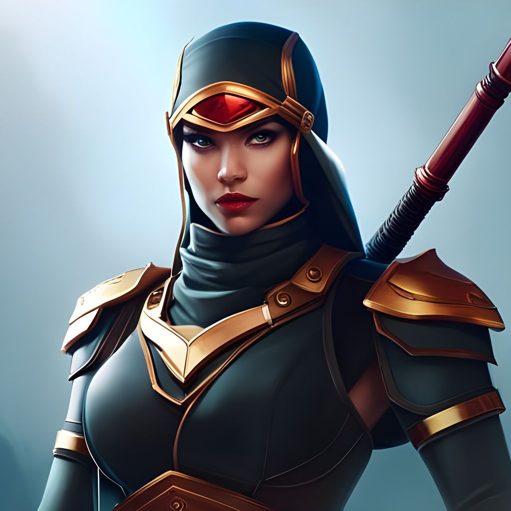 Cyber Ninja Portrait with Smoke Background