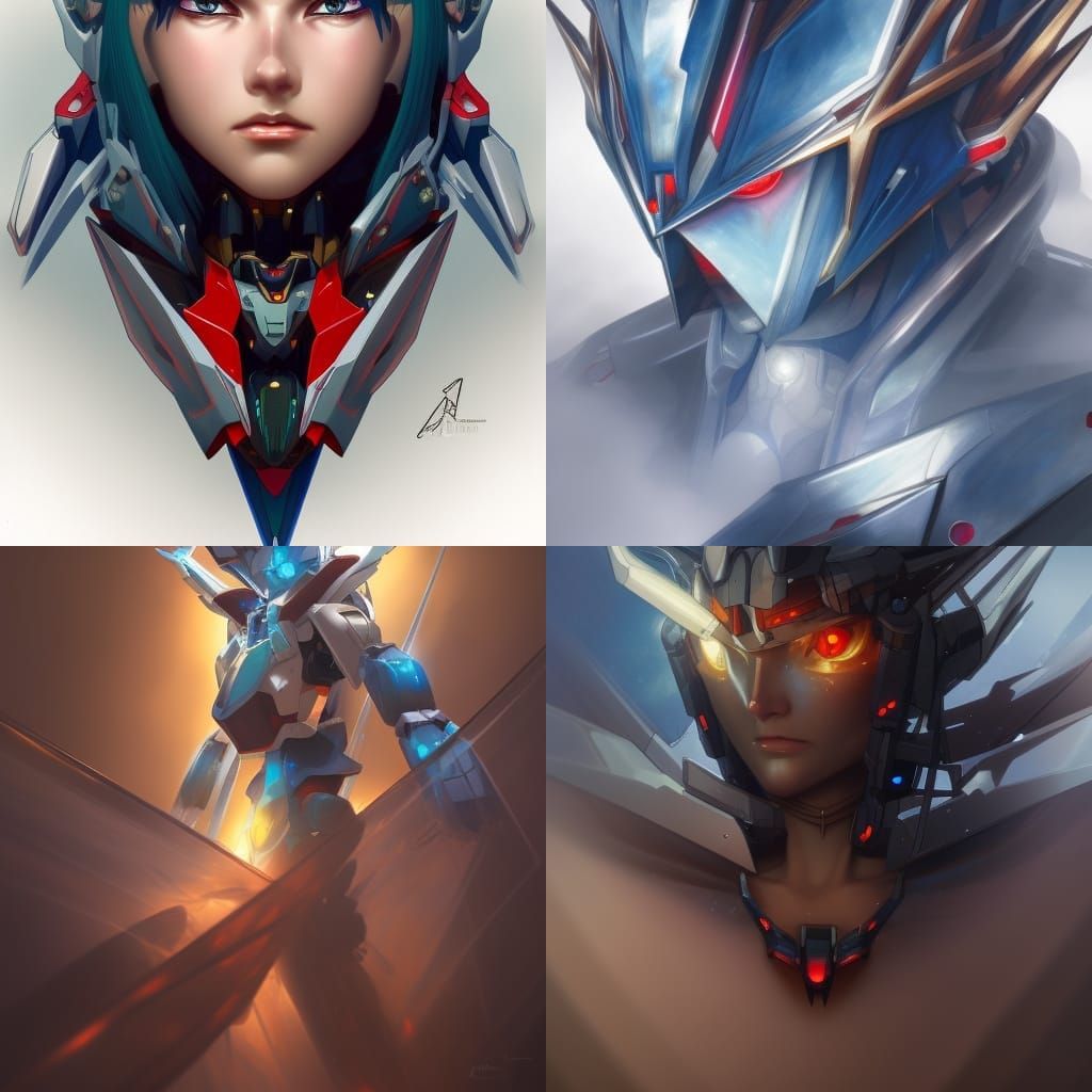Crystalline Mecha Warrior Portrait in Detailed Lighting