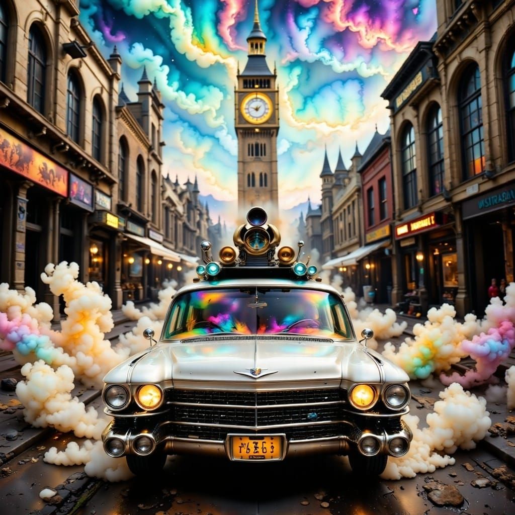 Ecto-1 Speeds Through City Street