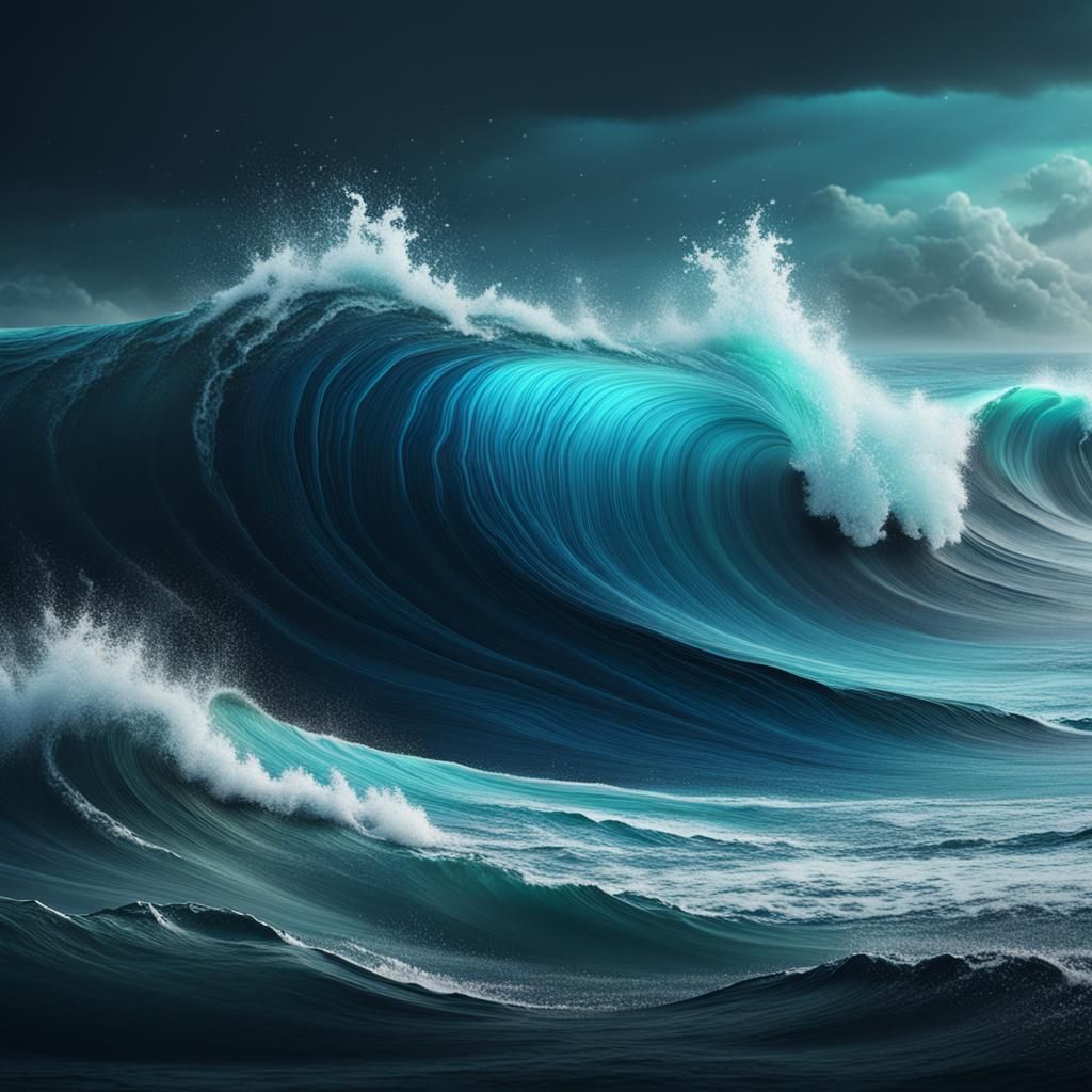 Abstract Ocean Waves: Detailed Matte Painting