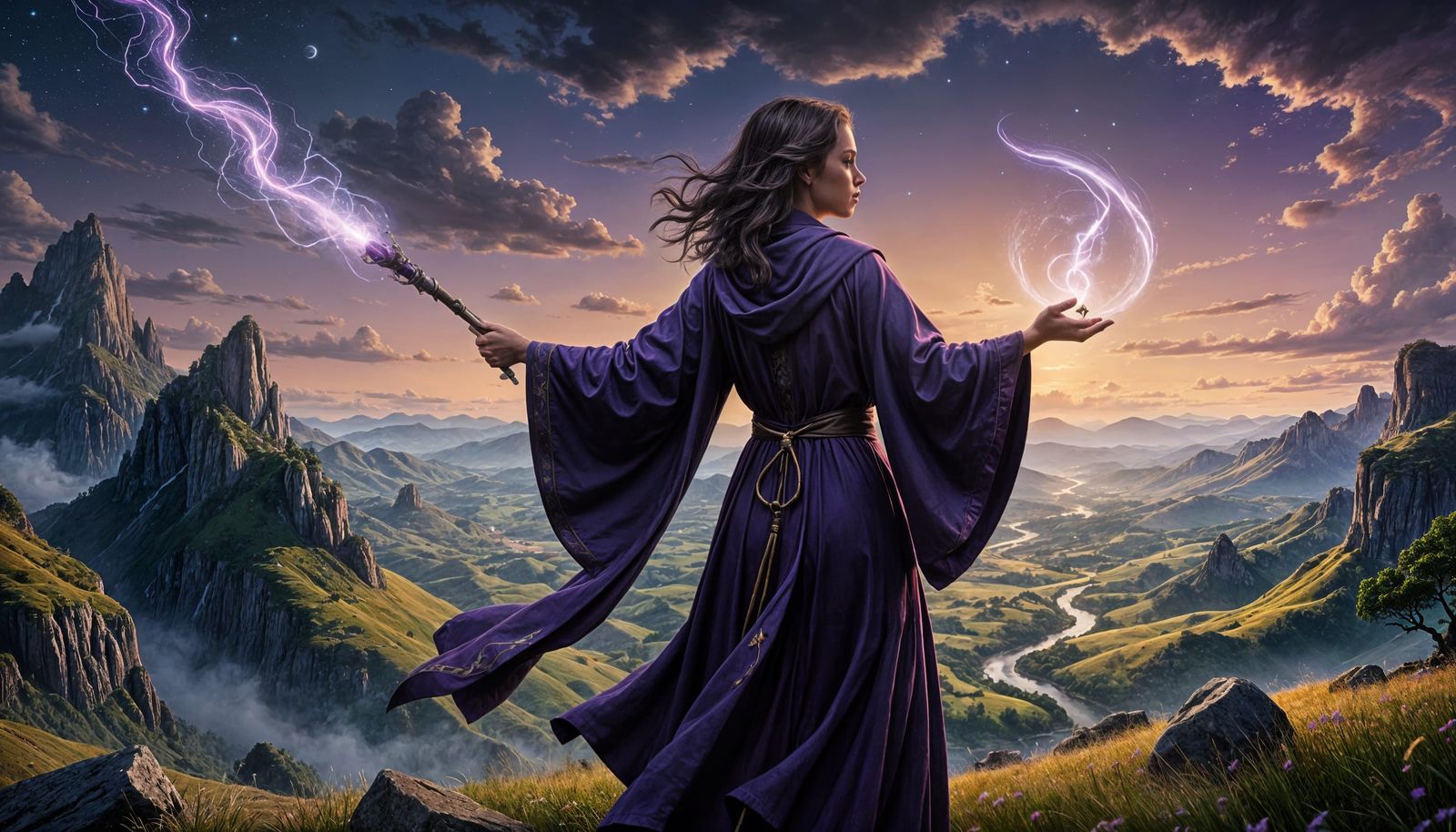 Nordic Magician Casting Spell in Lush Canopy