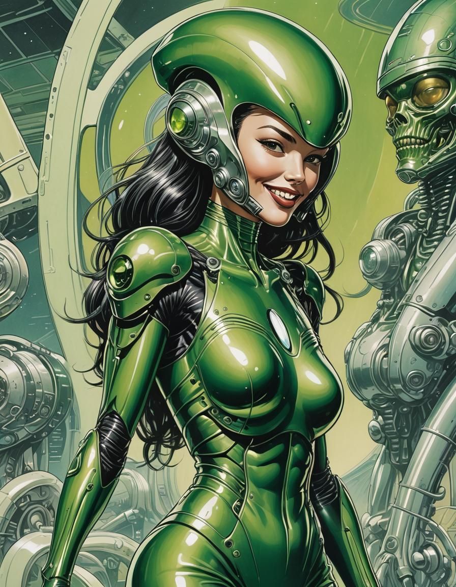 Retro Sci-Fi: Alluring Green Alien Woman