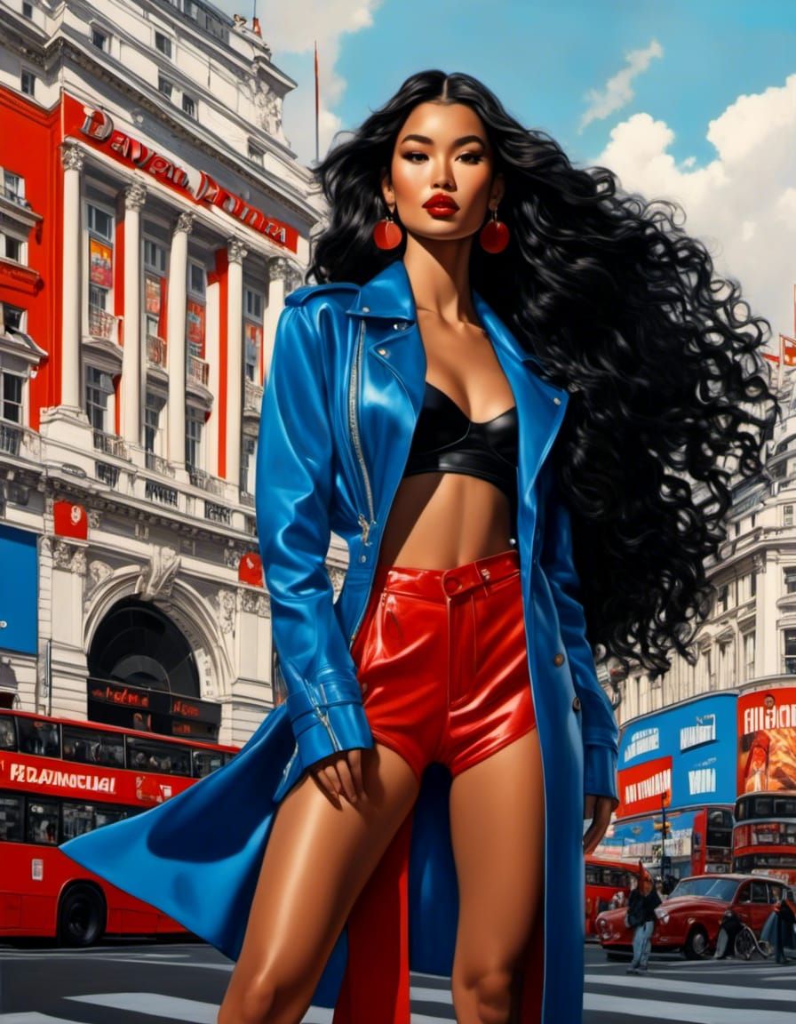 Dawn, as drawn by Joseph Michael Linsner, reimagined in Picadilly Circus, London