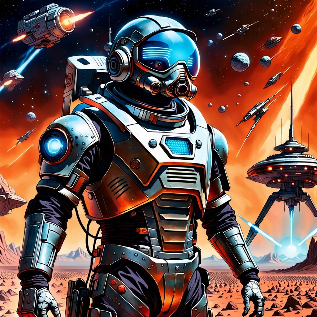 Raygunpunk Atomic Retrospace Lazer Suit Warrior