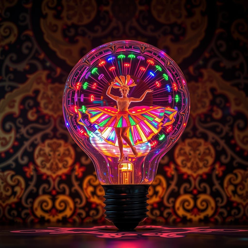 Dazzling Light Dancers in Illuminated Bulb