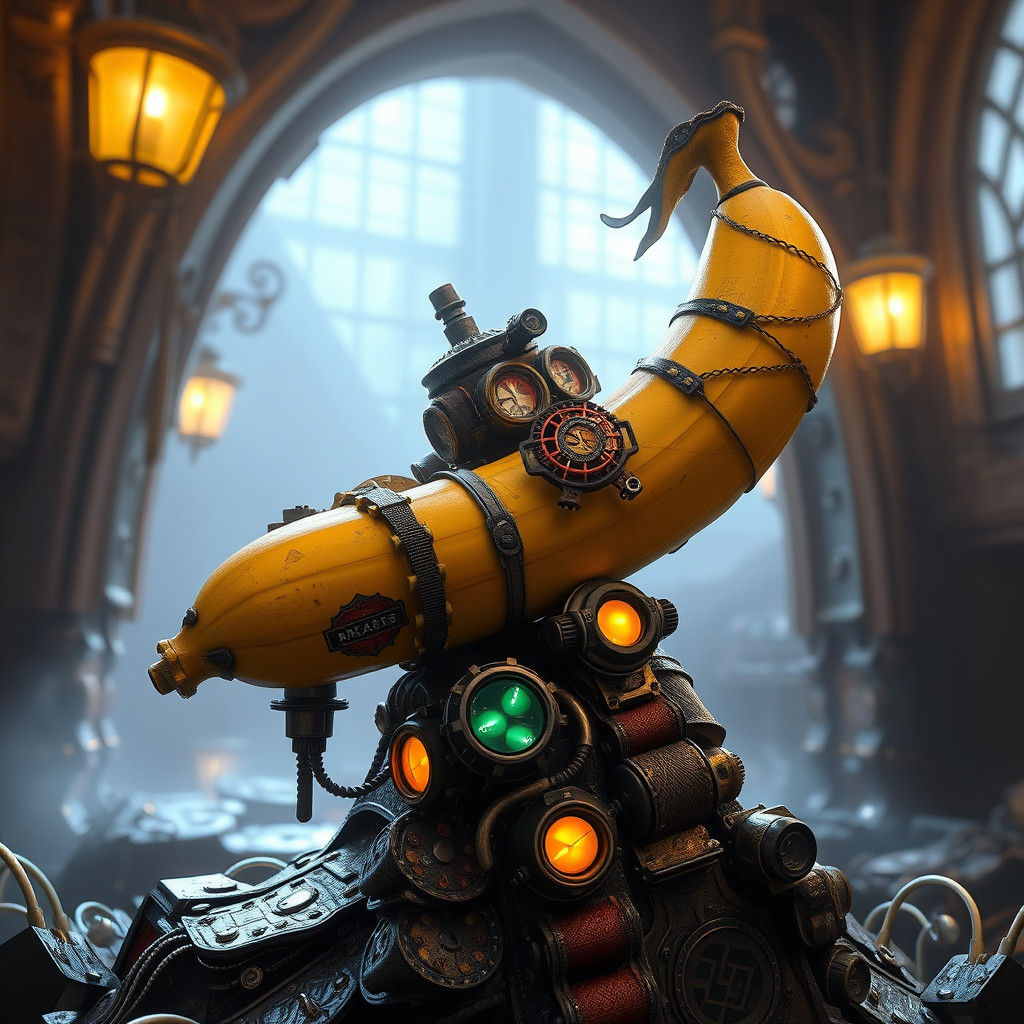 Steampunk Banana Masterpiece in Hyperrealistic Digital Art