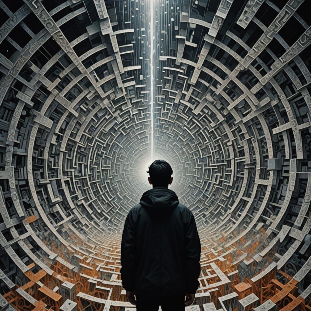 Abstract Dreamscape of Symbols, Algorithms, and Light