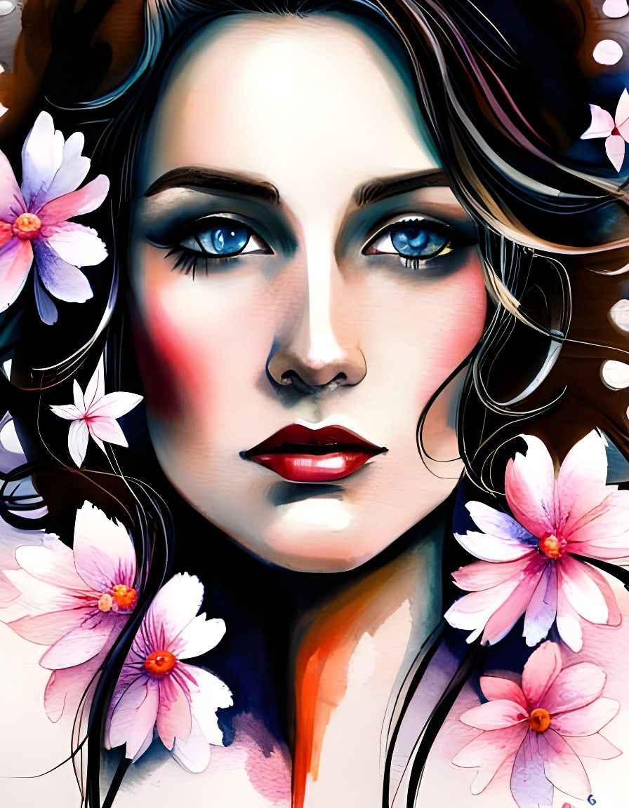 Pastel Watercolour of a Beautiful Woman