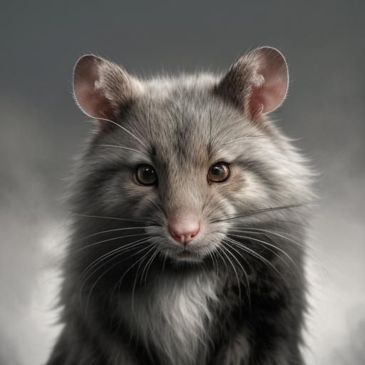 Hyperrealistic Macro Rat Portrait in Foggy Archives